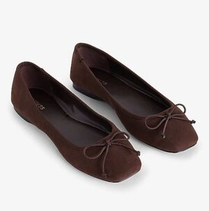 Suede Square Toe Ballet Flats